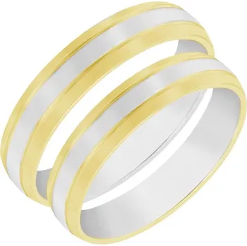 Prsten Půlkulaté snubní prsteny z kombinovaného zlata Leveret