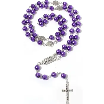 Náhrdelník IZMAEL Náhrdelník Růženec ES 38836 Fialová KP38836