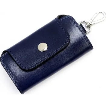 Pevná kožená tmavěmodrá klíčenka Florence 02