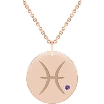 Přívěsek Zlatý přívěsek se znamením a ametystem Ryby