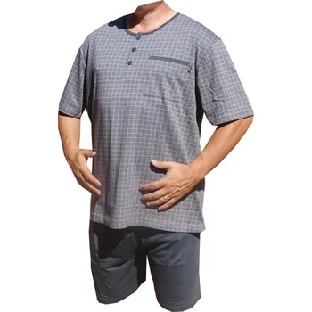 Pánské pyžamo xcena Pyžamo pánské s krátkou nohavicí šedé Velikost: XXXXXXL