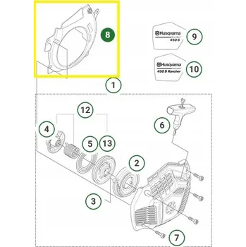 Kryt ventilátoru pily 450S Husqvarna