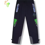 Dětské šusťákové kalhoty zateplené Kugo DK8235 černošedé / modrý zip (Dětské zimní kalhoty s flísovou podšívkou)