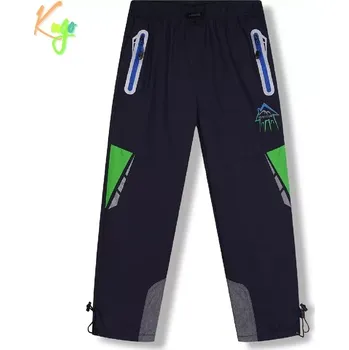 Chlapecké kalhoty Dětské šusťákové kalhoty zateplené Kugo DK8235 černošedé / modrý zip (Dětské zimní kalhoty s flísovou podšívkou)