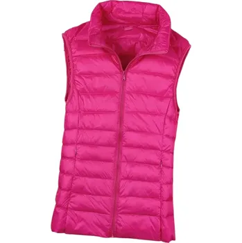 Dámská zimní vesta s rolákem a zapínáním na zip Jednobarevná hřejivá vesta z lehkého polyesteru Stylová zimní vesta v různých barvách růžová XXL