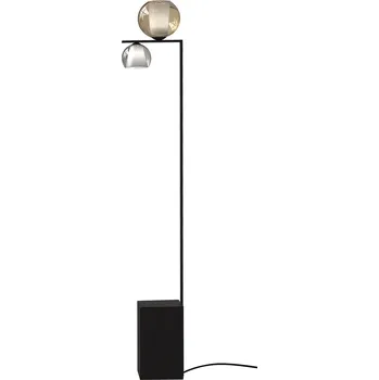 Stojací lampa Sikrea Stojací lampa EMY, 1xE27, 1xE14, v.165cm Barva skla: Jantarová, Barva montury: Černá