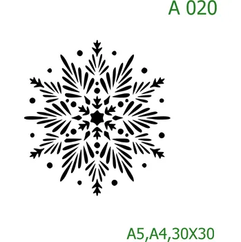 Plastová šablona pro malování - Vánoce - Vločka (A020) - A5 , Lepící fólie