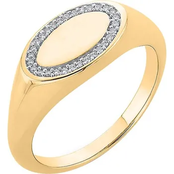 Prsten Zlatý oválný pečetní prsten s diamanty Vilme