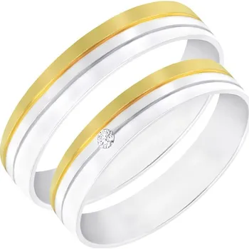 Prsten Zlaté dvoubarevné snubní prsteny s diamantem Harbin