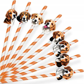 PAPÍROVÁ BRČKA NA NAROZENINY - PES BÍGL - 8 ks