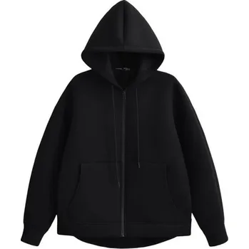 Dámská mikina Dámská mikina na zip s kapucí a kapsami Jednobarevná mikina z měkkého polyesteru Pohodlný volnočasový svršek v různých barvách černá M