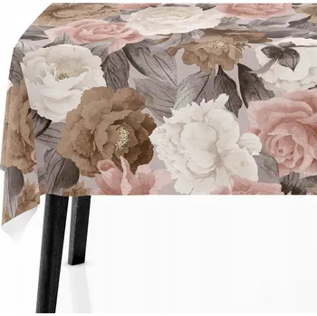 ubrus Dekorativní ubrus na stůl 140x220 cm Květiny Béžová Růžová 7705
