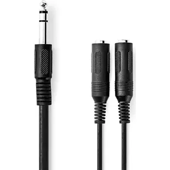 Audio kabel Nedis Stereo Audio kabel jack 6.35 mm (M) - 2x jack 6.35 mm (F) 0.20 m černá (CAGB23110BK02)