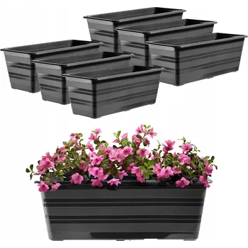 Květináč BALKONOVÝ TRUHLÍK KVĚTINÁČ KVĚTINÁČ VELKÝ 40cm KVĚTINY SADA 6 KS KVĚTINÁČ