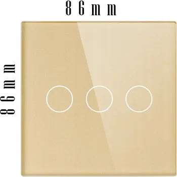 vypínač SKLENĚNÝ PANEL 86mm PRO DOTYKOVÉ SPÍNAČE SVĚTLA 3G TROJITÝ ZLATÝ