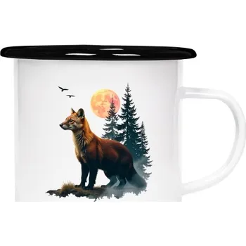 Plecháček - smaltový lem s potiskem Kuna a měsíc