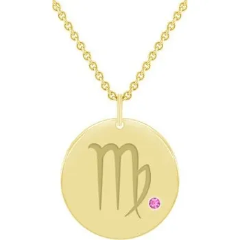 Přívěsek Zlatý přívěsek se znamením a růžovým safírem Panna