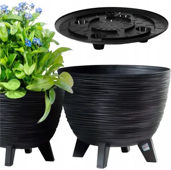 Květináč Květináč plast šedý EDANTI 23,6 cm x 23,6 cm x 19,5 cm