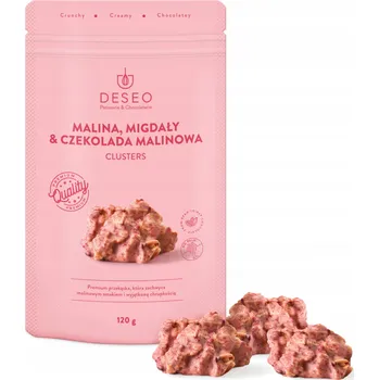 Čokoláda Clusters Malina, Mandle & Čokoláda Malinová 120g DESEO