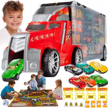 autíčko VELKÝ NÁKLADNÍ VŮZ, Autopřepravník , Skluzavka, Kovové Autíčka + HRA