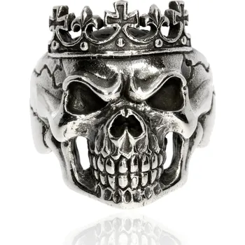 Prsten Zlatnictví Helios Stříbrný prsten lebka s korunou