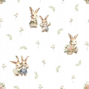 Obraz Záclonová látka s králíčky do dětského pokoje – pastelová