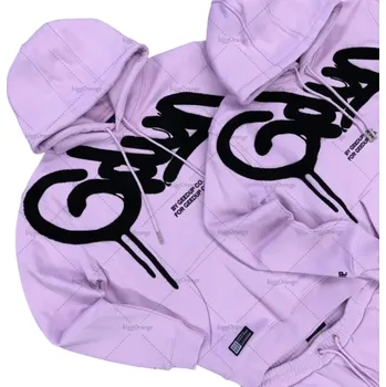 Dámská mikina Dámská mikina s kapucí a kapsami Fialová bavlněná mikina s elegantním vzorem Pohodlný volnočasový svršek pro každodenní nošení M