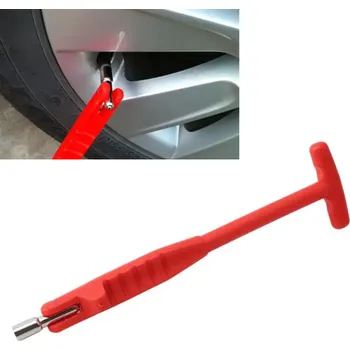 Autodílna Stahovák ventilů pneumatik automobilu 22,4 cm s plastovou rukojetí a 4,1 cm ocelovou otočnou koncovkou pro montáž a demontáž ventilků