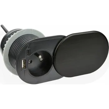 Elektrická zásuvka Design Light zásuvka SLIDE BOX 1x230V+ 2xUSB A/C černá