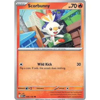 Karetní hra Scorbunny 026/132 - Mega Evolution Typ karty: Reverse Holo