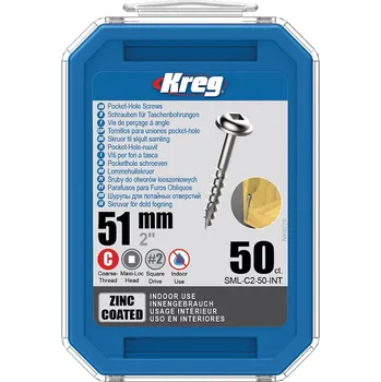 Kreg Zinc Maxi-Loc Šrouby pro skryté spoje - 51 mm, hrubý závit, 50 ks