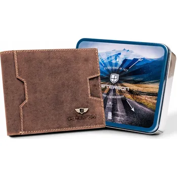 Peněženka Peterson pánská peněženka z přírodní kůže hnědá PTN N79 2-1-4 HUNTER - muž