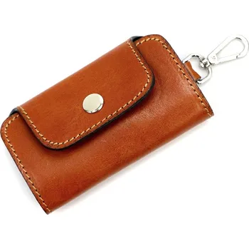 Pevná kožená hnědá klíčenka Florence 02