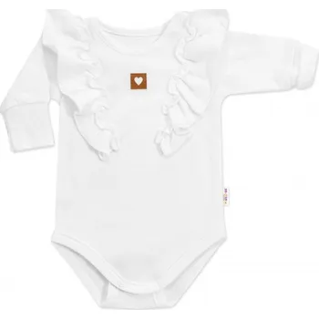 Baby Nellys Rostoucí body Nature s dlouhým rukávem a volánky bílé Baby Nellys Vel. 56/62