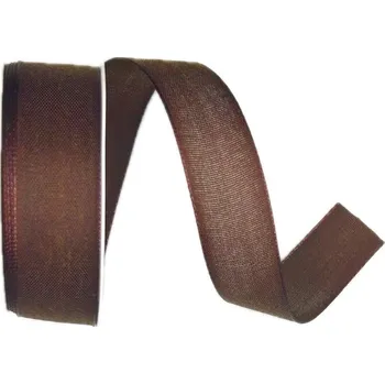 Stuha Bavlněná stuha CHANCE BROWN hnědá 25mm x 3m (6,-Kč/m) (jednobarevná tkaná stuha, barva čokoládová, bavlněná, oboustranná, s vetkaným vlascem v lemu)