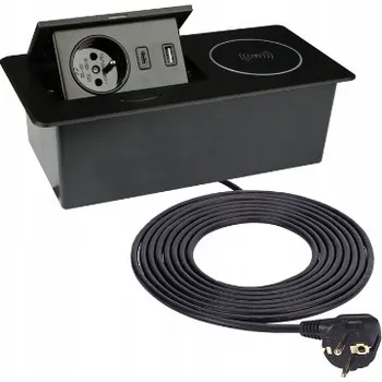 Elektrická zásuvka Design Light ZEOBOX výklopná zásuvka 1 x 230V, 2 x USB A/C,indukce,černá