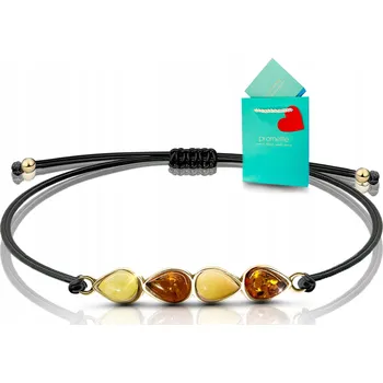 Náramek Náramek s jantarem zlatý provázkový mléčný jantar stříbro pozlacené