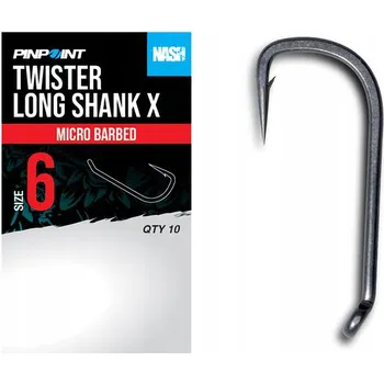 Rybářský háček Háčky Nash Twister s dlouhým ramínkem a protihrotem x 10 ks