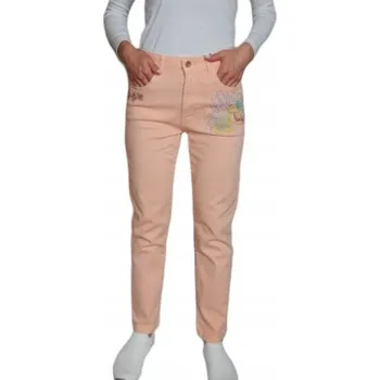 Dámské kalhoty DESIGUAL ROVNÉ MERUŇKOVÉ KALHOTY S VÝŠIVKOU (36)