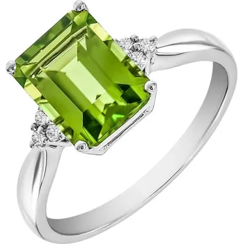 Prsten Zlatý prsten s olivínem a diamanty Chaitra