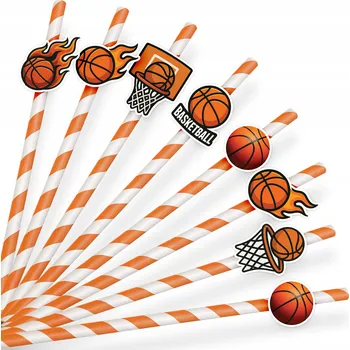PAPÍROVÁ BRČKA NAROZENINOVÁ DEKORACE - BASKETBAL MÍČ SPORT - 8 ks