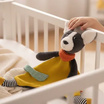 plyšák MOULIN ROTY Mazlící ubrousek pejsek žlutý Puce & Pilou