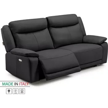 Pohovka Kožená pohovka CONTINENTAL s elektrickou funkcí relax 3P, elektrické, černá (nero 308)