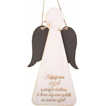 Vánoční dekorace Casa de Engel Home Dřevěný závěsný anděl s nápisem (SK), 0/100 Fialová UNI (2813156)