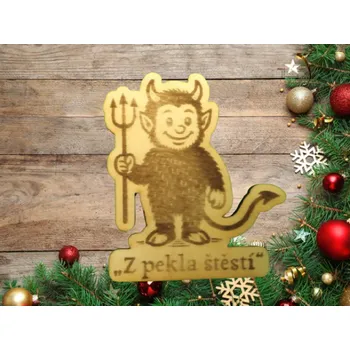 Vánoční dekorace Dary dřeva Vánoční magnetky pro štěstí - čert