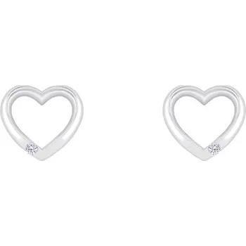 Náušnice Stříbrné náušnice ve tvaru srdce s diamanty Stella