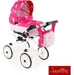 Dětský kočárek pro panenky Jasmine Kids V4 růžový s jednorožcem 2025