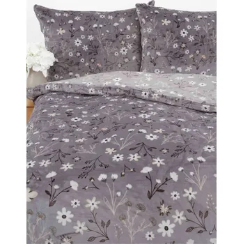 Povlečení MKLuzkoviny.cz Povlečení mikroplyš Exclusive – Vanessa šedé 140 x 200, 70 x 90 cm nitěné knoflíky