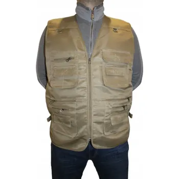 PÁNSKÁ CARGO VESTA S KAPSAMI NA ZIP A ZIPEM BUNDA BEZ RUKÁVŮ 8XL