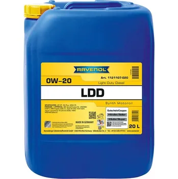 Motorový olej RAVENOL LDD 0W-20 20L (Syntetický motorový olej Ravenol LDD 0W-20)